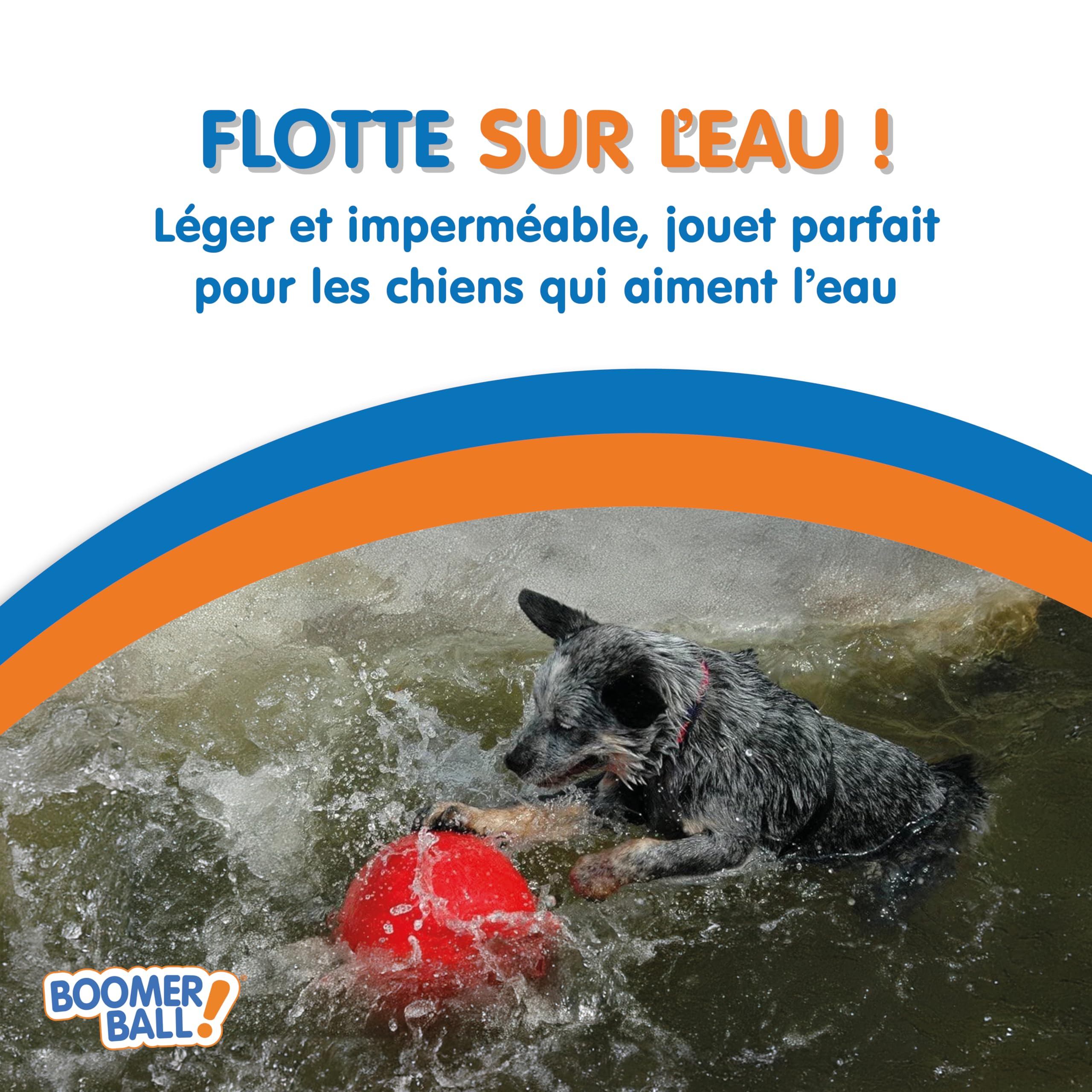 BOOMER BALLE - Balle pour Chien Quasiment Indestructible, Jouet Résistant pour Chien, La Balle Flotte Sur L'eau et est Idéale pour Les Chiens Énergiques, 20cm, Envoyé en Rouge ou en Bleu