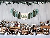 Vista 3 de Greenery 1st - Guirnalda de borlas de madera y naturaleza verde