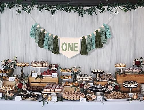 Miniatura 3 de Greenery 1st - Guirnalda de borlas de madera y naturaleza verde