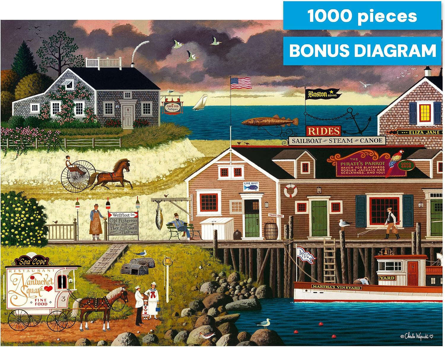 Buffalo Games - Charles Wysocki Devil Belly - 1000 Piece Puzzle for Adults | Art by Charles Wysocki, Made in USA, Recycled Board, Finished Size 26.25 x 19.75 in, Full-Size Poster Included, Giftable