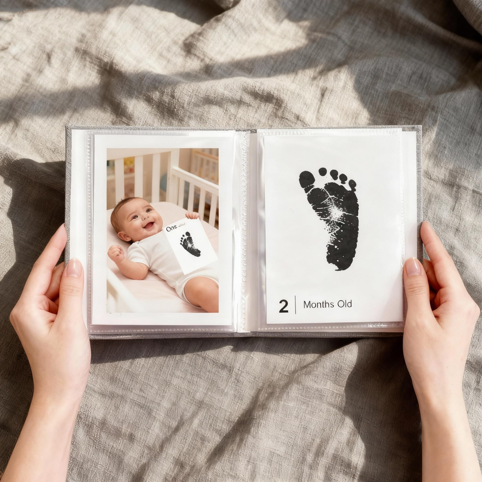 Kit de 15 tarjetas de hito sin tinta para bebé, kit de impresión de tinta para regalo de bebé, kit de huellas de huellas de perro o gato, kit de huellas de huellas de bebé recién nacido, álbum de