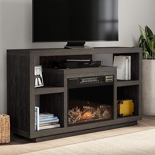 Miniatura 10 de Northwest Soporte de TV con chimenea eléctrica de 27 pulgadas para televisores de 32 pulgadas, consola de TV con chimenea, centro de entretenimiento