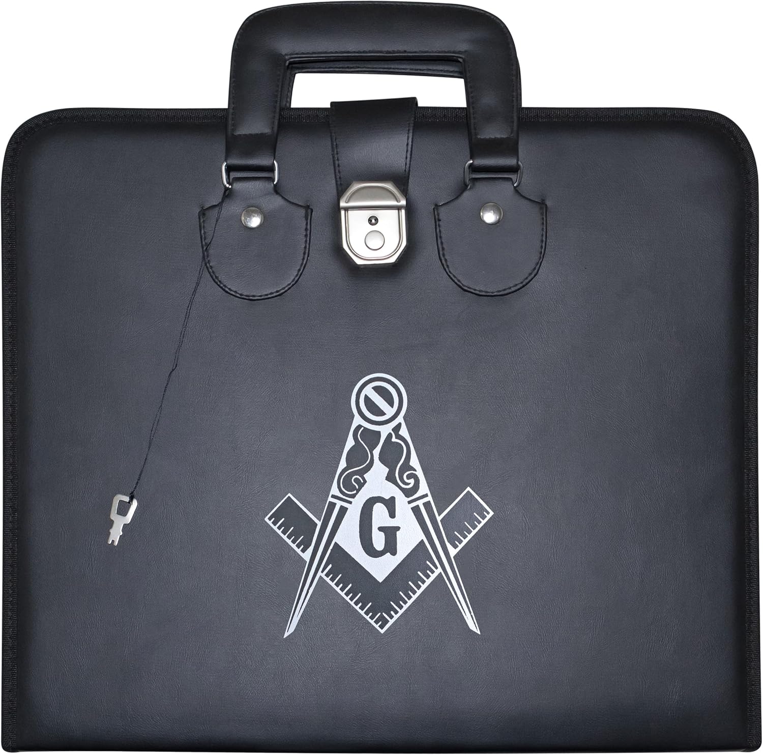 Masonic Master Mason Apron Case – Printed (Black Leather), MM Provincial Size | Freemason Carrying Bags