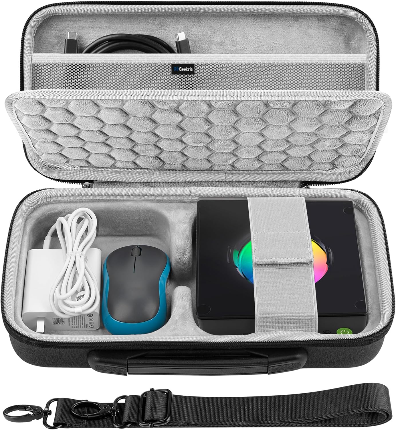 Geekria Mini PC Hard Shell Travel Case, Compatible with GMKtec K11/K8 Plus/M7/M6 Ultra/K6/M5 Plus/M5 Ultra/M3 Ultra/ M3, Beelink Ser5 MAX/SER5 PRO/SER3/EQR6/S13 Pro/S12(Dark Gray)