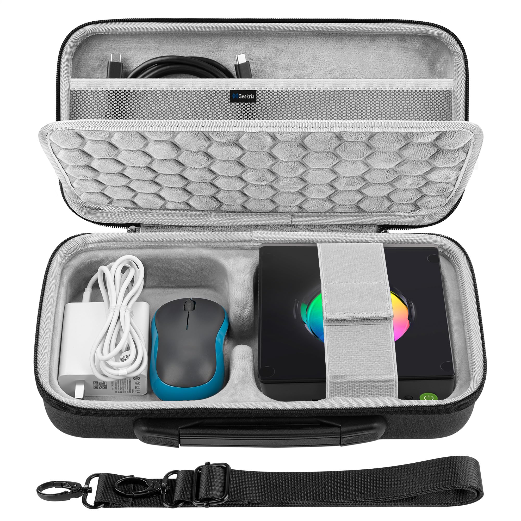 GEEKRIA Mini PC Hard Shell Travel Case, Compatible with GMKtec K11/K8 Plus/M7/M6 Ultra/K6/M5 Plus/M5 Ultra/M3 Ultra/ M3, Beelink Ser5 MAX/SER5 PRO/SER3/EQR6/S13 Pro/S12(Dark Gray)