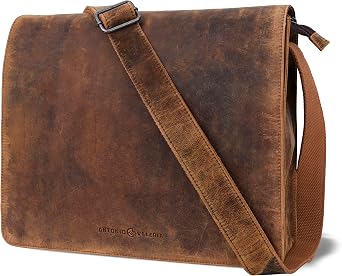 Antonio Valeria Albert Premium Leather Messenger Bag for Men, Hunter Brown., One_Size, Braun, Free size