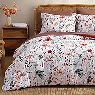 CASAAGUSTO Full Comforter Set, 7 Pieces Bed in a Bag Full White Floral Comforter Set with Flowers Leaves Pattern, Soft Seersucker Design All Season Full Size Bedding Set
