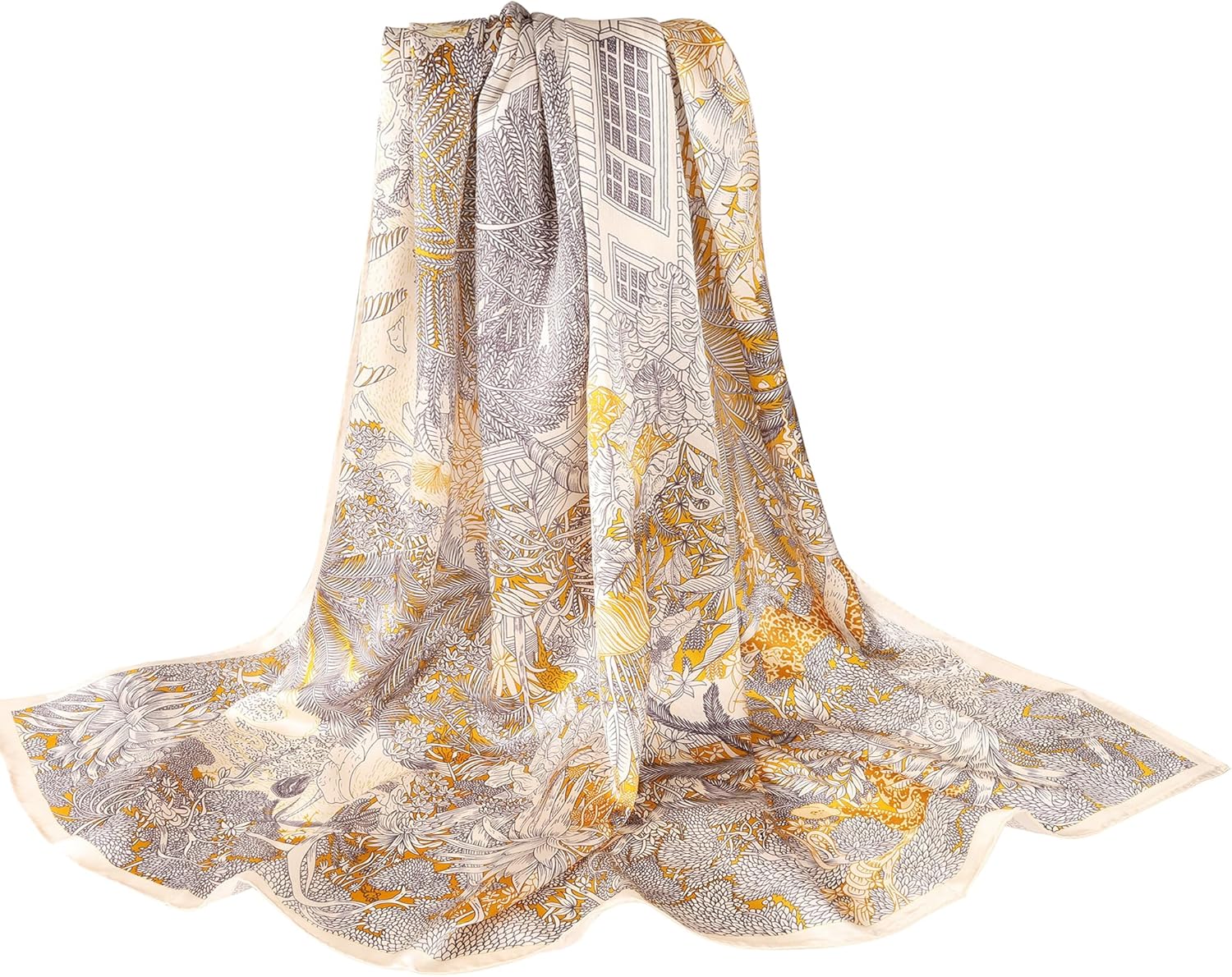 100% Pure Mulberry Silk Scarf 43”*43” Large Square Lightweight Headscarf Women’s Hair Wraps Shawls with Gift Packed