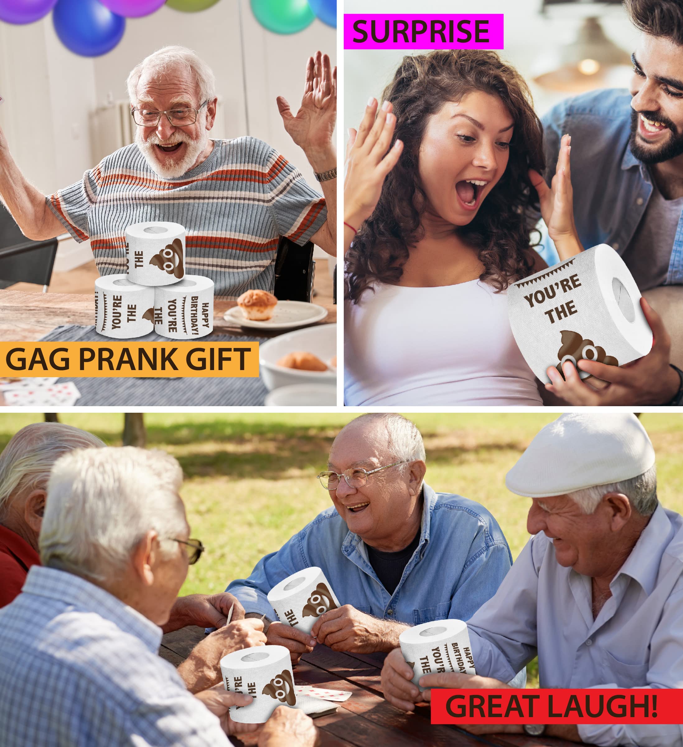 Over The Hill Toilet Paper - Funny Gag Gifts For Men & Old People - Birthday Party Supplies For 40th, 50th, 60th, 70th - Novelty Toilet Roll Joke Gifts For Him - View #2