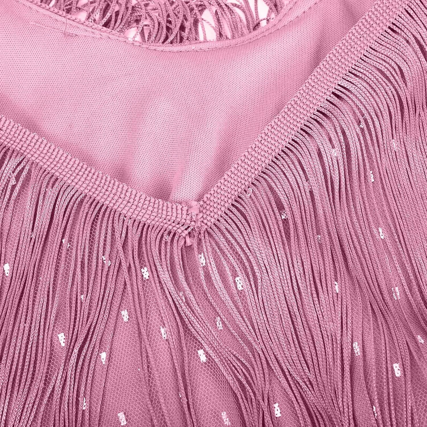 Womens Fringe Dress Sleeveless Tassel Tank Dress Sexy Low Cut V Neck Cocktail Party Mini Sundress Clubwear