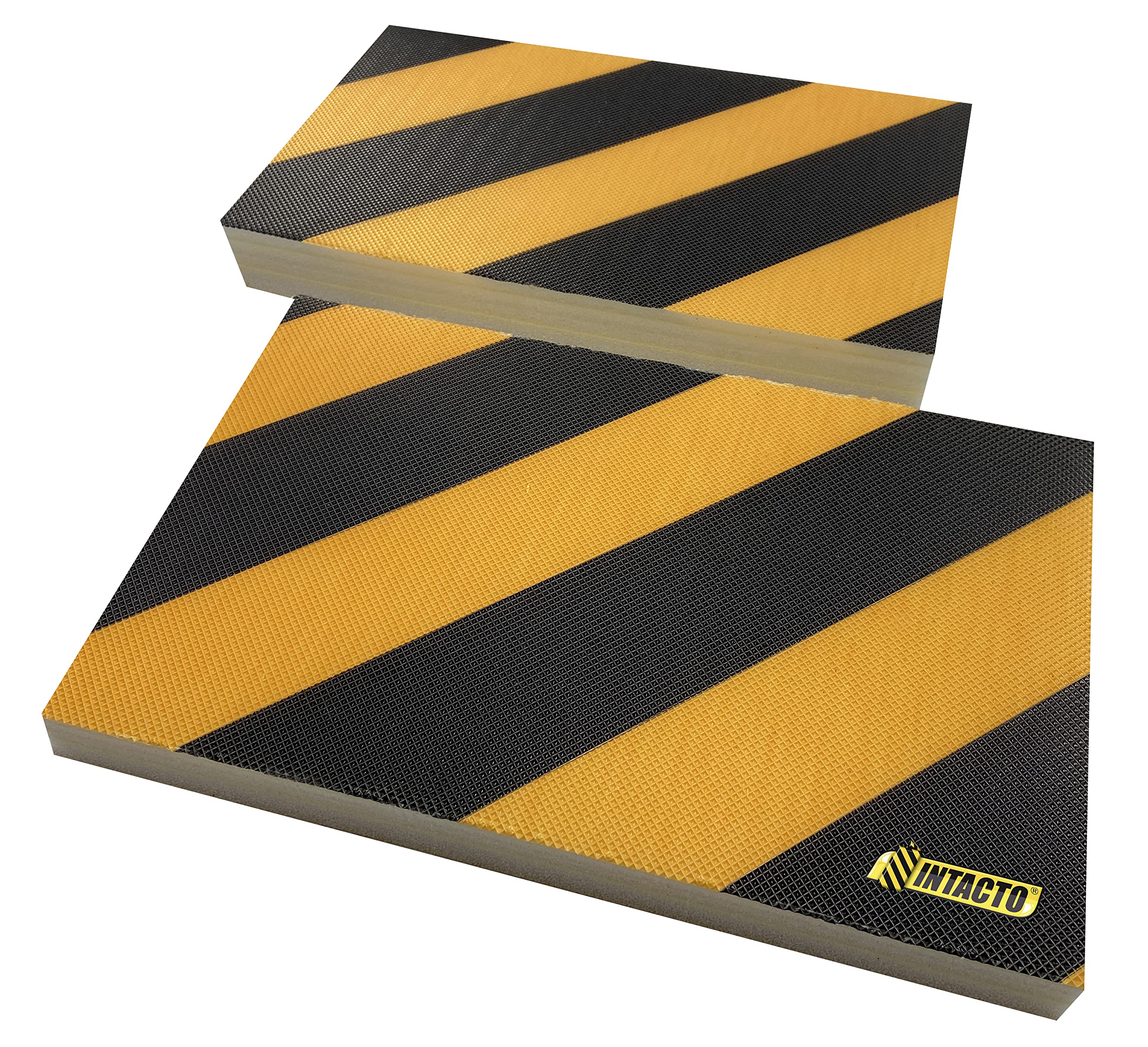 2 piezas protección parking INTACTO, amarillo y negro con adhesivo 328x200x38mm.