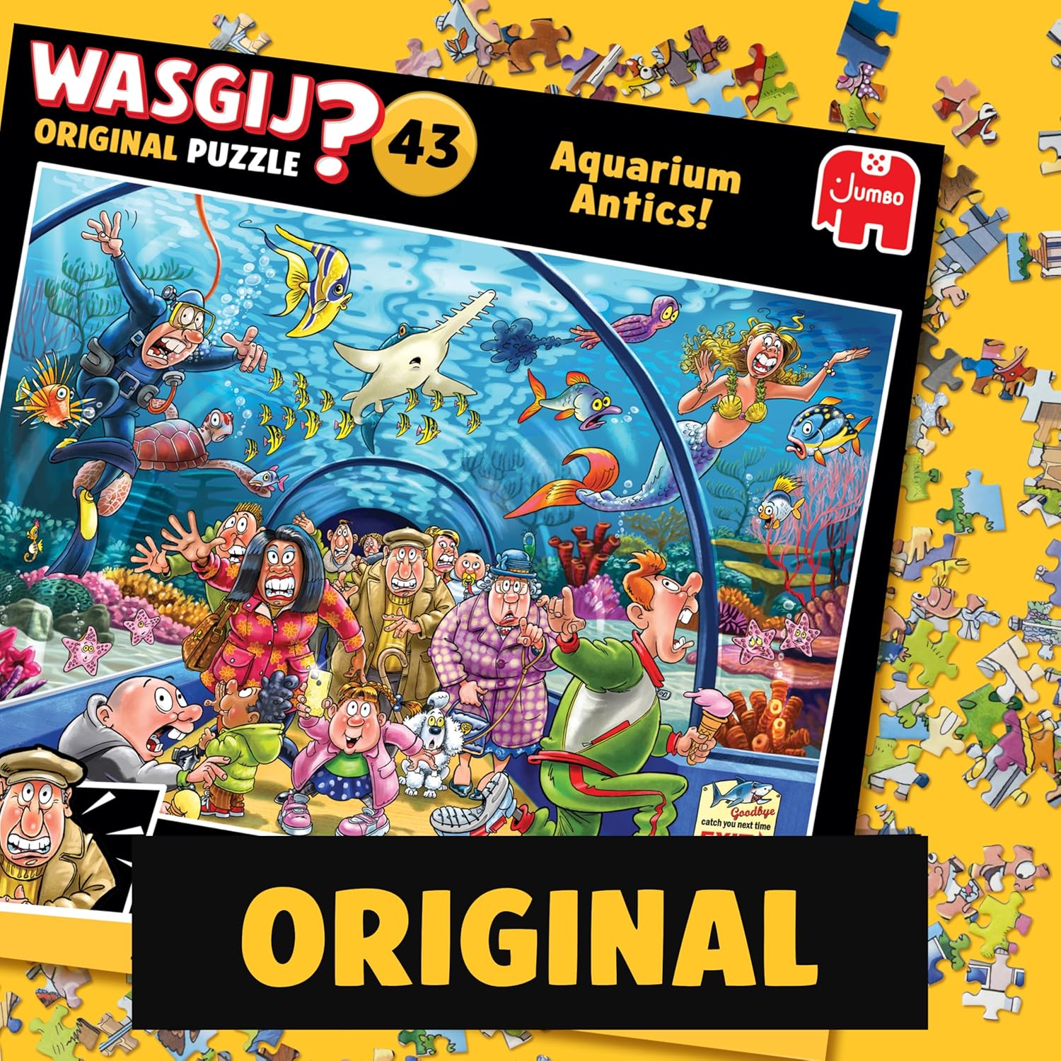 Wasgij Original 43, Aquarium Antics - Unique 1000 Piece Jigsaw Puzzle for Adults - Colourful, Puzzling, Challenging & Brainteasing Adult Jigsaws - 100% Recycled Cardboard 1000Pc Puzzles - Jumbo