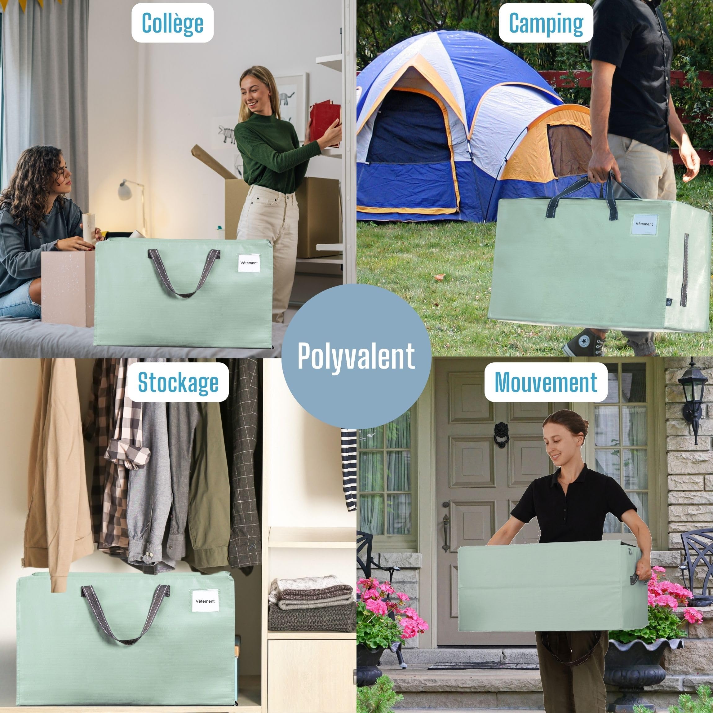 Lot De 6 Sacs De Rangement VENO - 102L Transparents - Pour Déménagement, Vêtements Et Voyage
