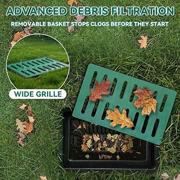 21.6x13.9x15.7 Catch Basin with Debris Filter Basket and Composite Grate