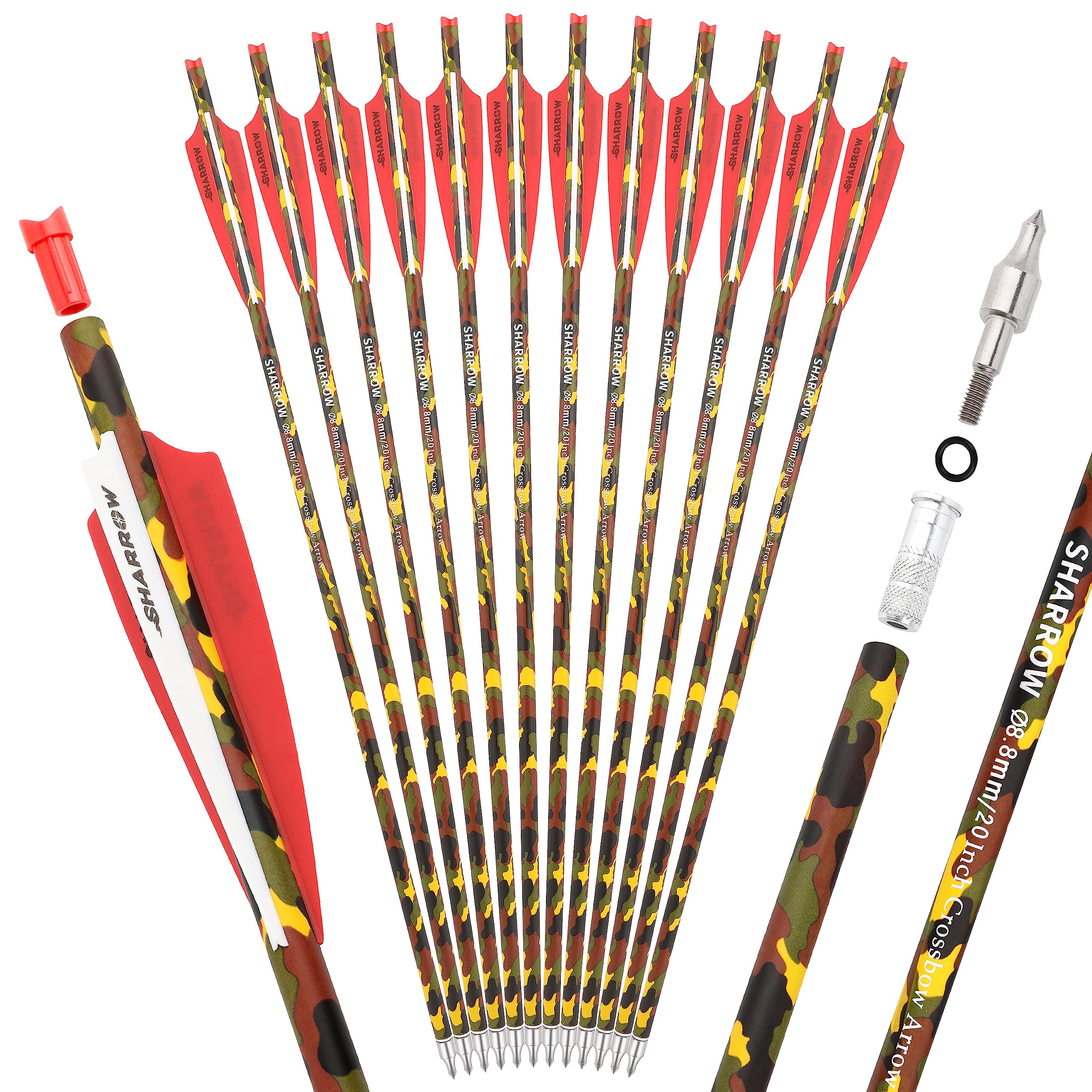 Frecce per Balestra Bullone per Balestra in Carbonio 16" 17" 18" 20" 22", Freccia in Carbonio da Caccia per Balestra Frecce per Balestra da Caccia 12 PCS