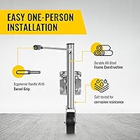 Vista 4 de MaxxHaul - 70148 - Gato hidráulico para remolques con elevador suspenso de 10" con una rueda, 1000 lb. de capacidad