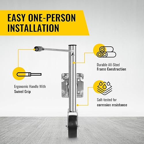 Miniatura 4 de MaxxHaul - 70148 - Gato hidráulico para remolques con elevador suspenso de 10" con una rueda, 1000 lb. de capacidad