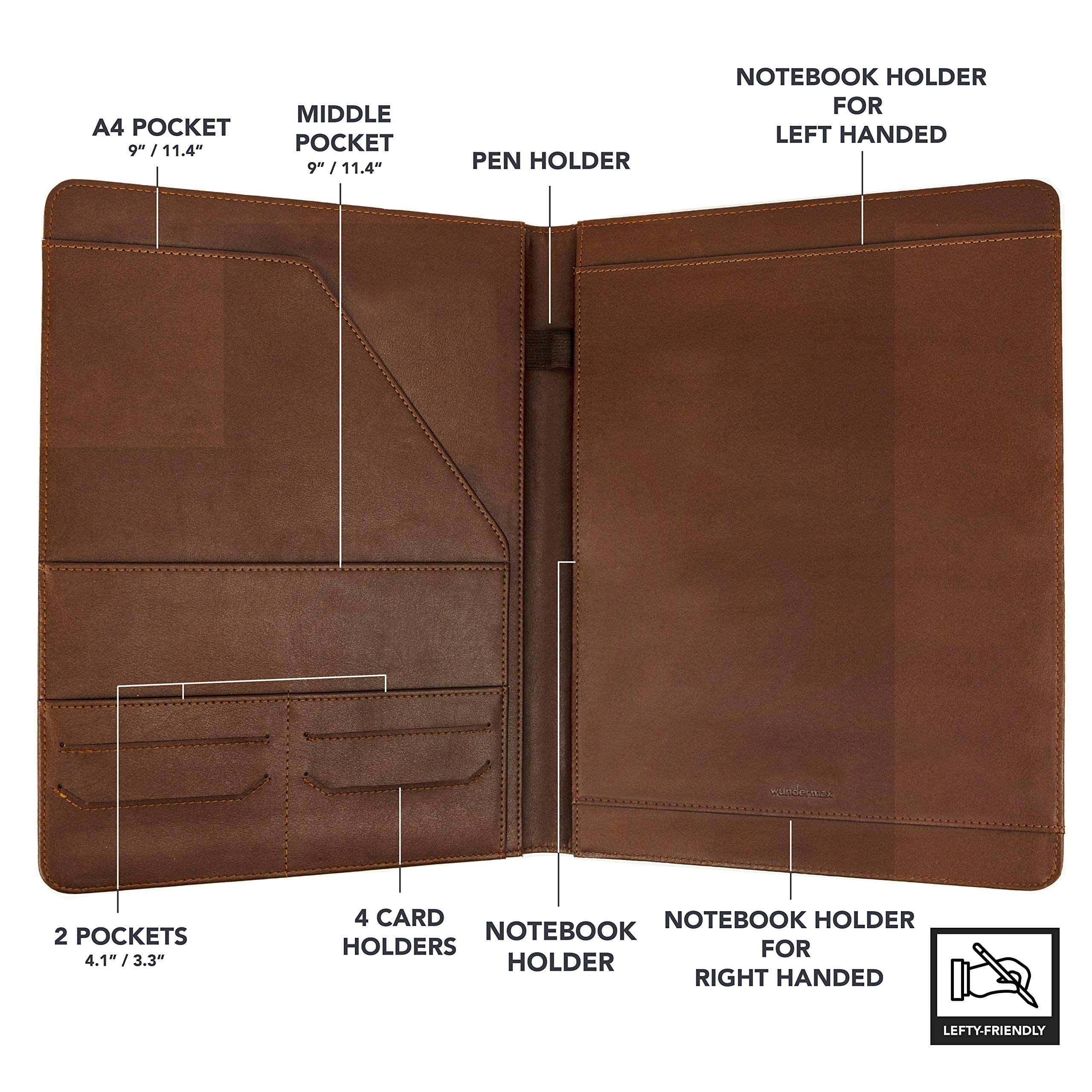 Wundermax Padfolio Portfolio Vegan Leather Binder Business Folder