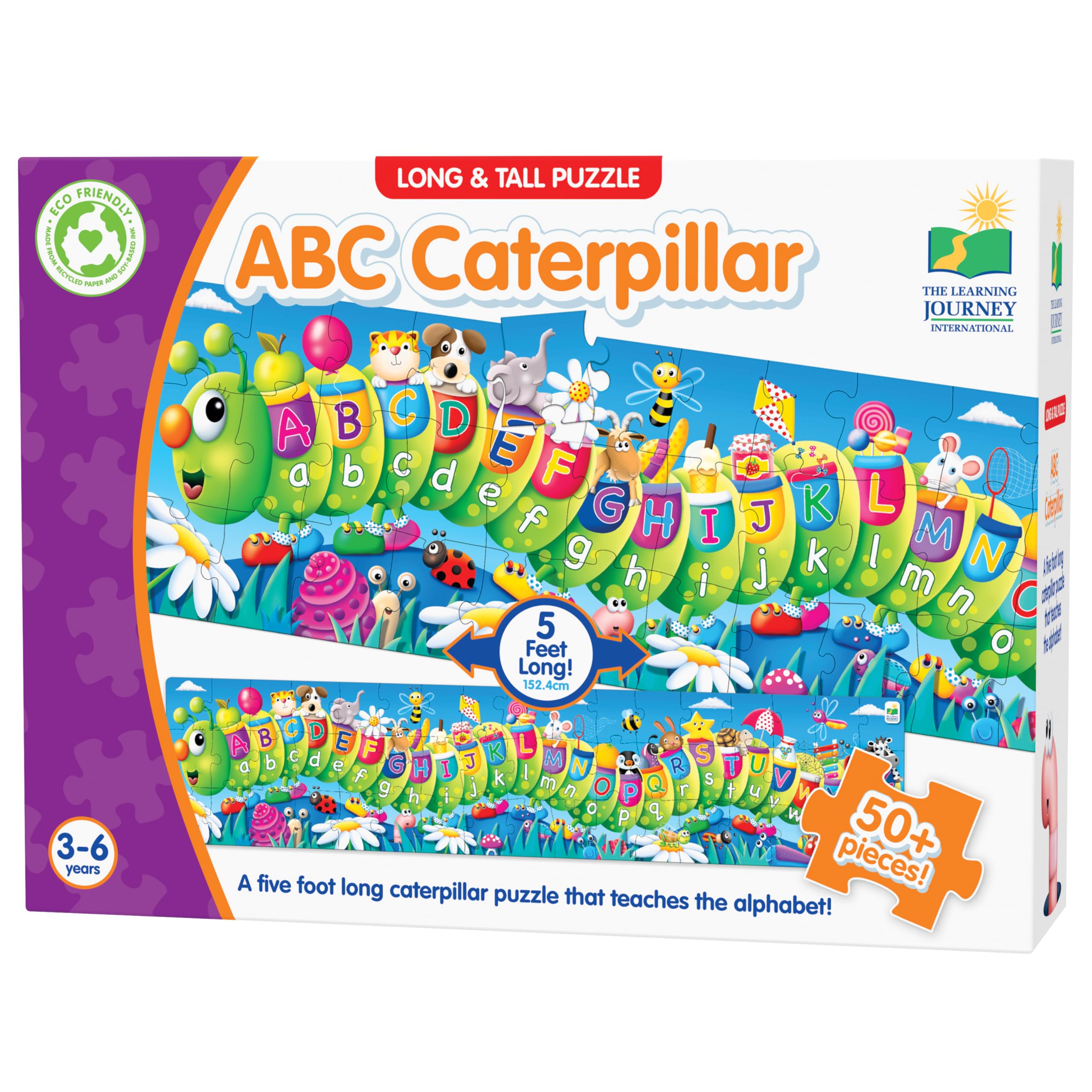 The Learning Journey Long and Tall Puzzles - ABC Caterpillar - 51 Piece, 5-foot-long Preschool STEM Puzzle - Educational Gifts for Boys & Girls Ages 3 and Up (434536)