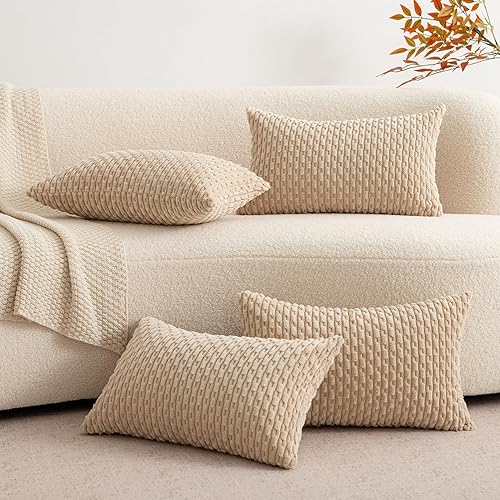 Miniatura 7 de UGASA - Funda de almohada decorativa de pana suave de Navidad de 12 x 20 pulgadas, estilo bohemio, a rayas, rectangular, decoración moderna del