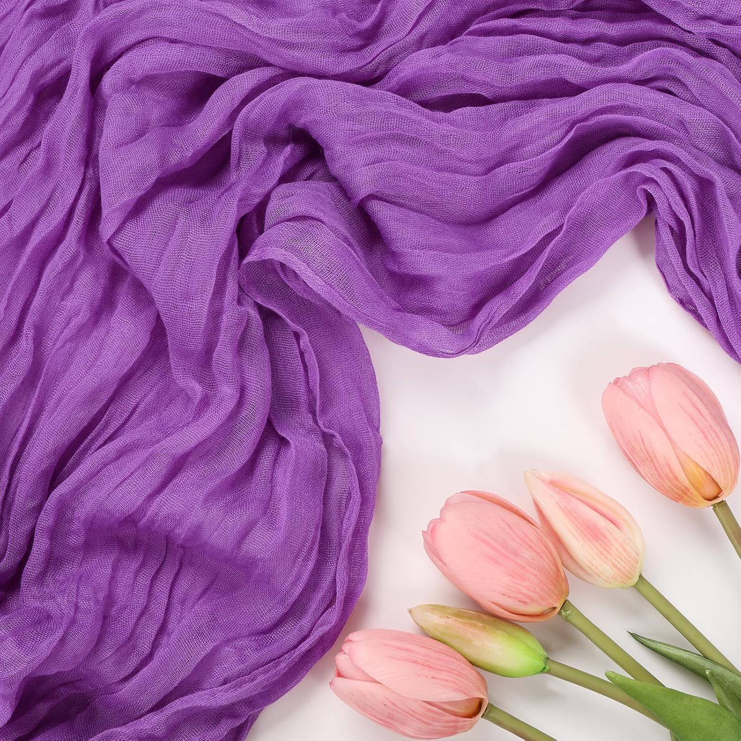 6 Pack Purple Cheesecloth Table Runner 10FT Boho Cheese Cloths Gauze Fabric Table Runners 120 Inch Rustic Sheer for Summer Wedding Birthday Party Baby Shower Holiday Home
