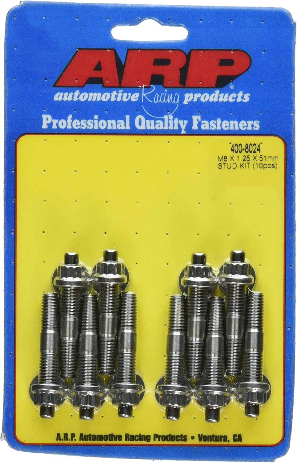 ARP 400-8024 M8 x 1.25 x 51mm Stainless Steel Stud Kit - 10 Piece