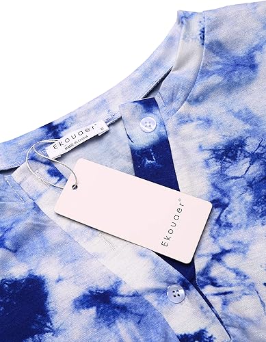 Miniatura 2 de Ekouaer - Conjunto de pijama de 2piezas con teñido anudado para mujer, para descansar y dormir