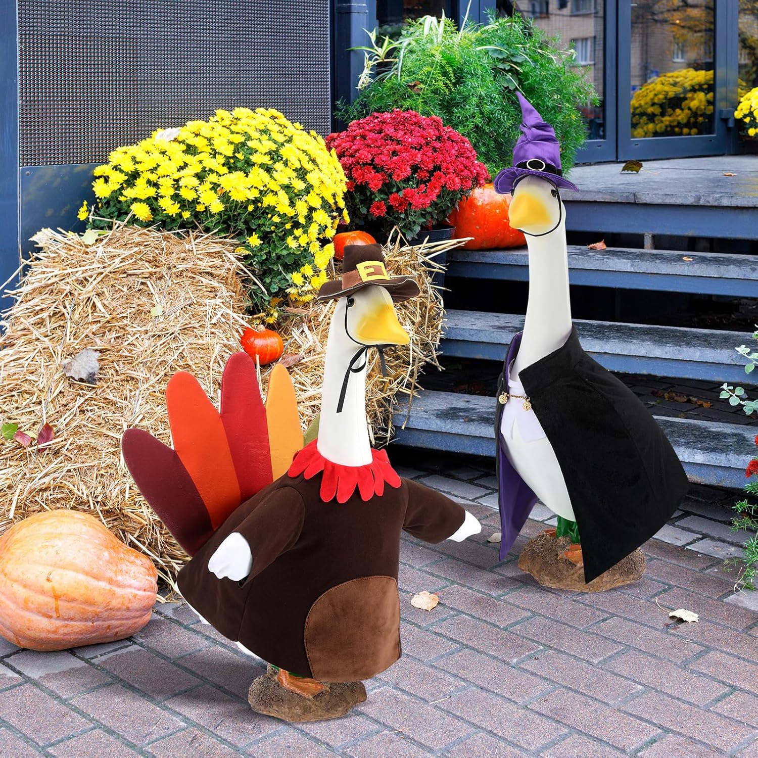Arrowbash 7 Set Holiday Porch Goose Outfits, Valentine St. Patrick Easter 4th of July Fall Halloween Christmas 23'' Seasonal Lawn Goose Clothing for Outdoor Garden Patio Yard Porch Decor