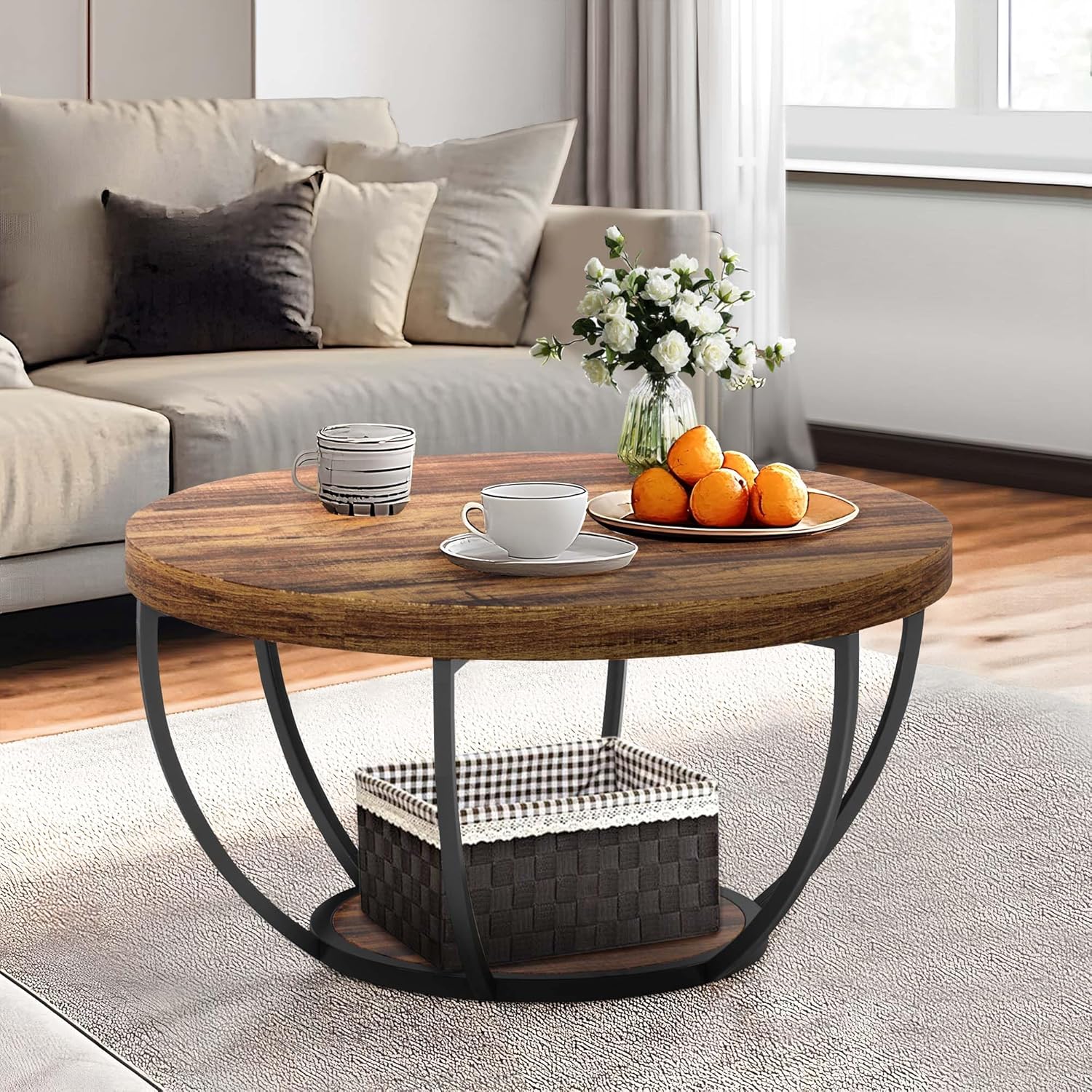 NicBex Coffee Table Round Marble Coffee Table Round Coffee