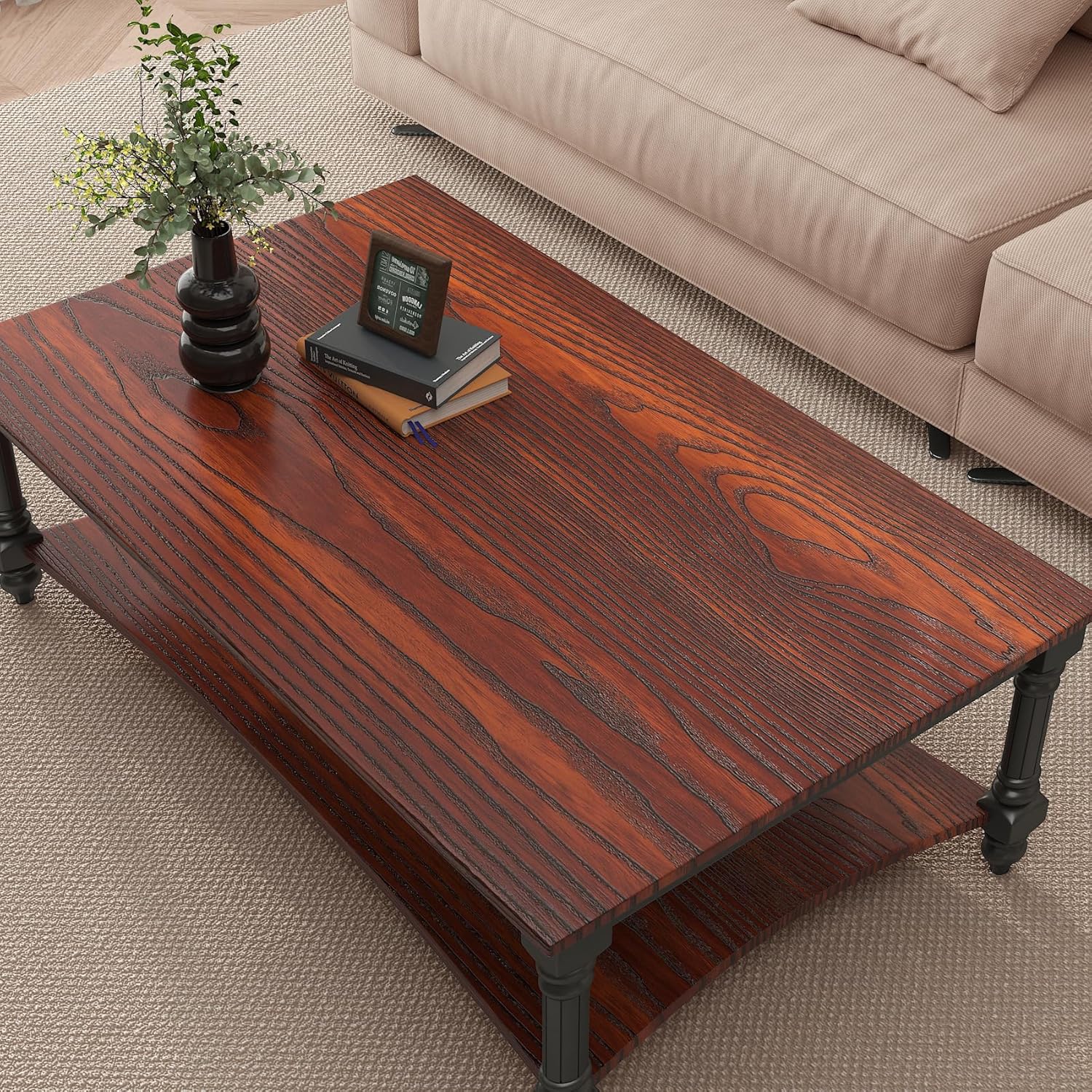 YENHOME 17.7"X276" Brown Wood Wallpaper Retro Walnut Wood Contact Paper for Kitchen Cabinets Counter Waterproof Removable Self-Adhesive Wood Vinyl Wrap for Furniture 3D Textured Wood Grain Home Décor