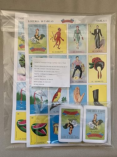 Miniatura 3 de Paquete de 2 Don Clemente Mexican Jumbo Loteria Set, 20 tablas grandes y 2 mazos de cartas Loteria Mexicana Jumbo paquete de 20 mesas