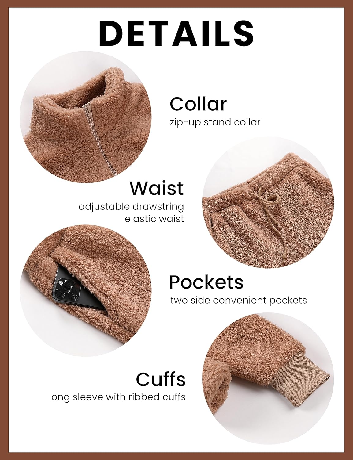 Lianlive Women Fluffy Pajamas Set Winter Warm Fleece Lounge Pjs Set Pullover Pants with Pockets Plush 2 Piece Sleepwear - Image 3