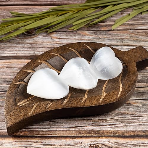 Miniatura 4 de Wish Well Selenita - 2 piedras de palmera de corazón  2.5 pulgadas y 1.50 pulgadas  Minadas y fabricadas en Marruecos  Ideal para limpieza,