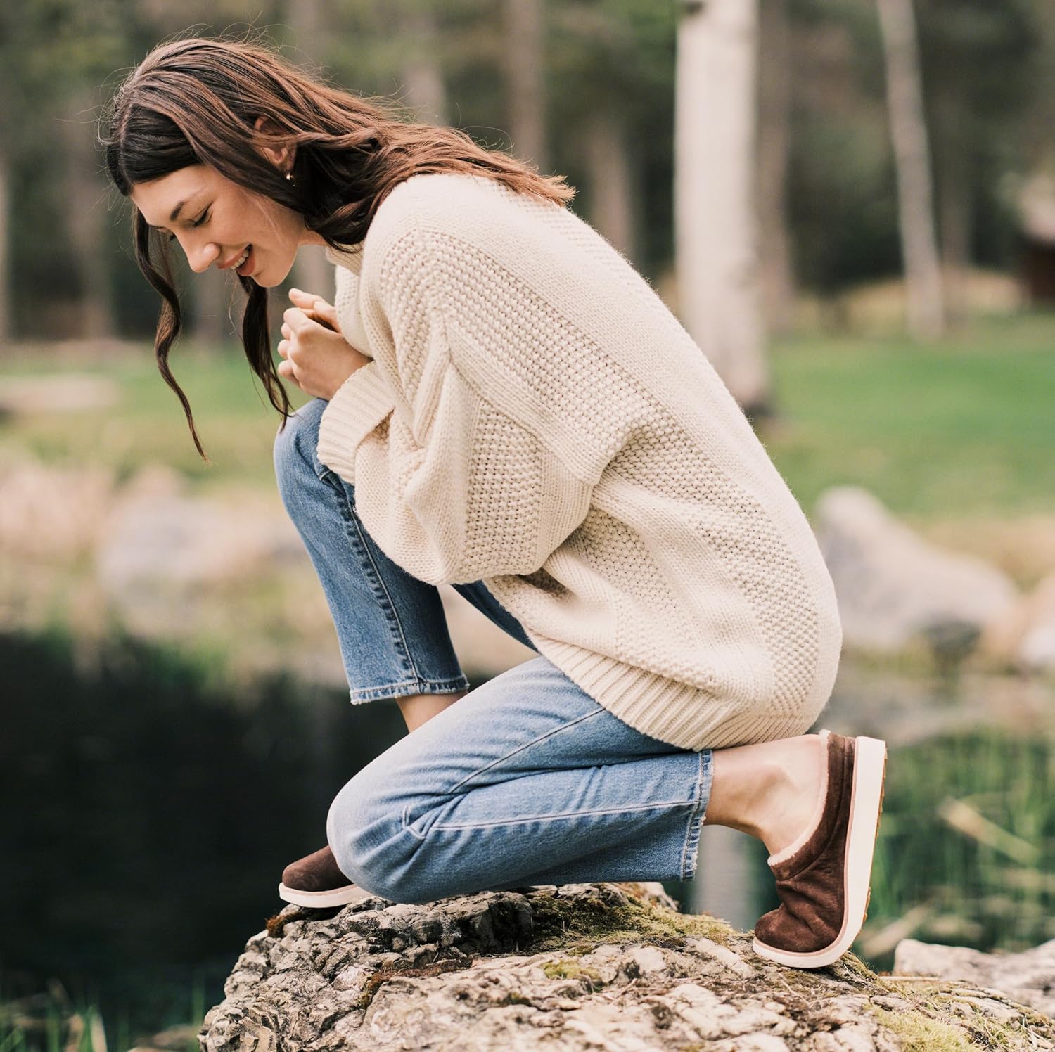 OLUKAI Mani Women's Leather Mule Slippers, Soft & Comfortable Slippers with Fleece Lining, Thick Rubber Outsole, All-Day Wear - Image 7