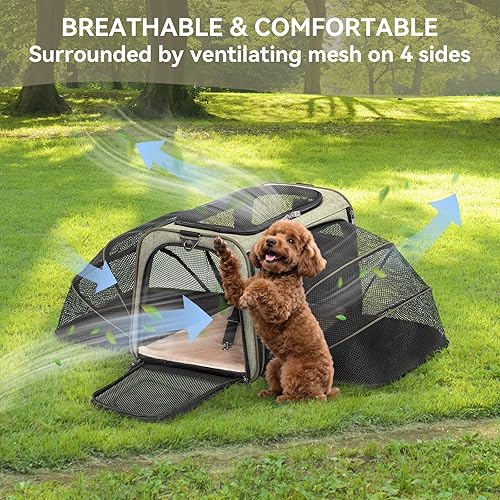 Vista 68 de Petsfit transportador de perros expandible para viajes con colchoneta de lana, aprobado por la mayoría de las aerolíneas, transportador de mascotas