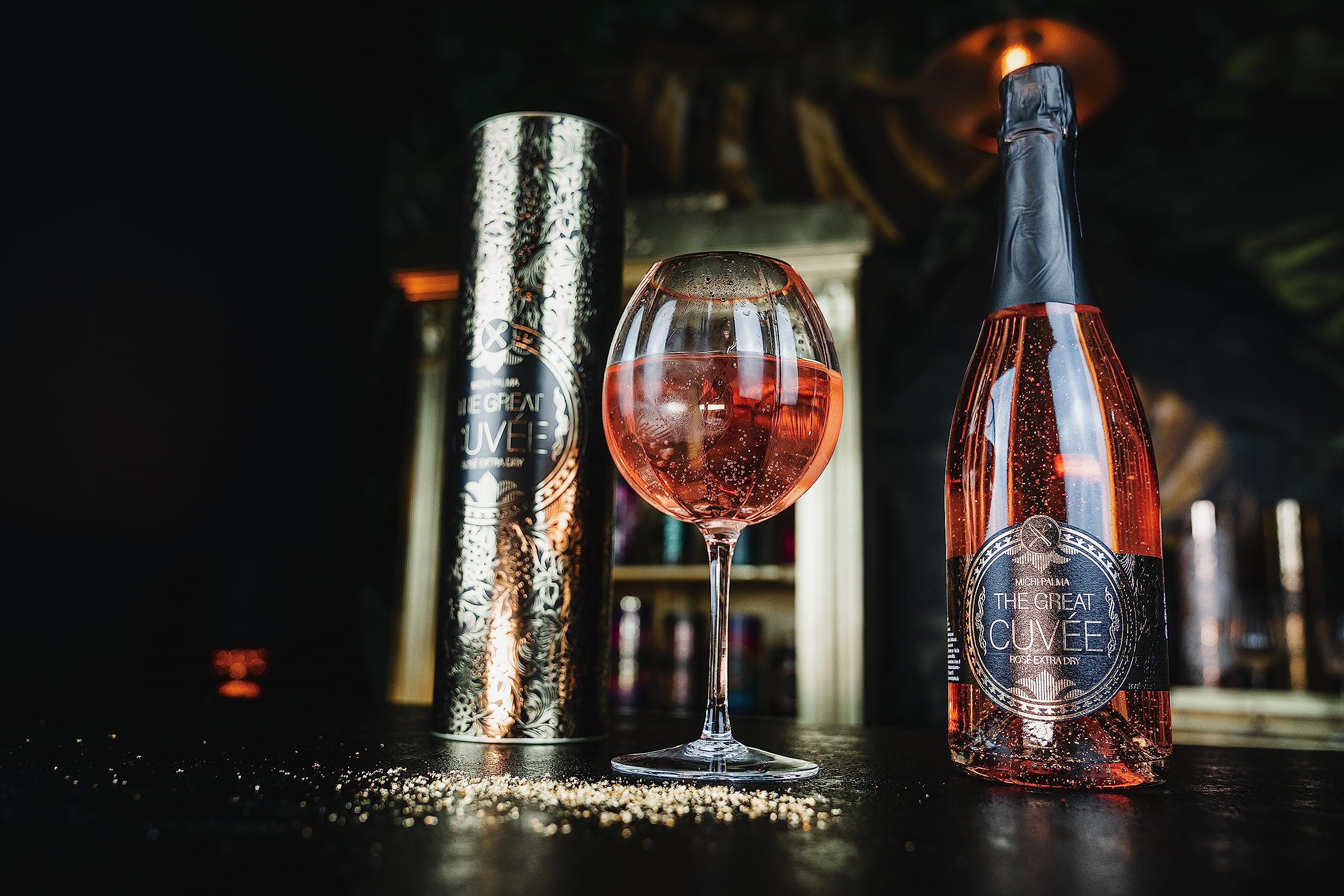 Michi Palma | The Great Cuvée Rosé Extra Dry (1 x 0.75 l) | Mit 23 Karat reinem Blattgold und edler Geschenkverpackung | Goldene Geschenkidee