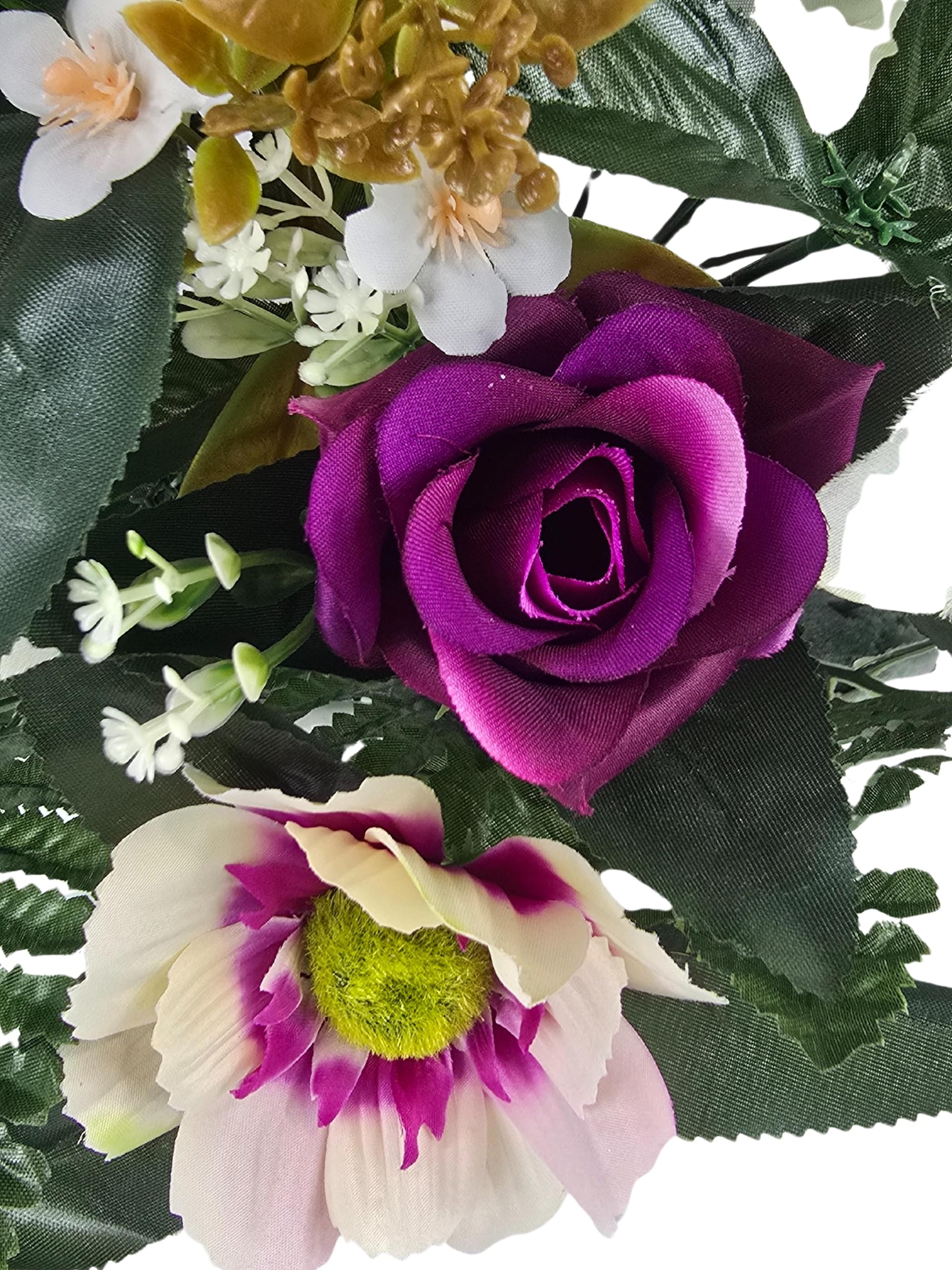 DRW Centre de Fleurs artificielles pour cimetière Teintes Violettes 80 x 60 x 14 cm