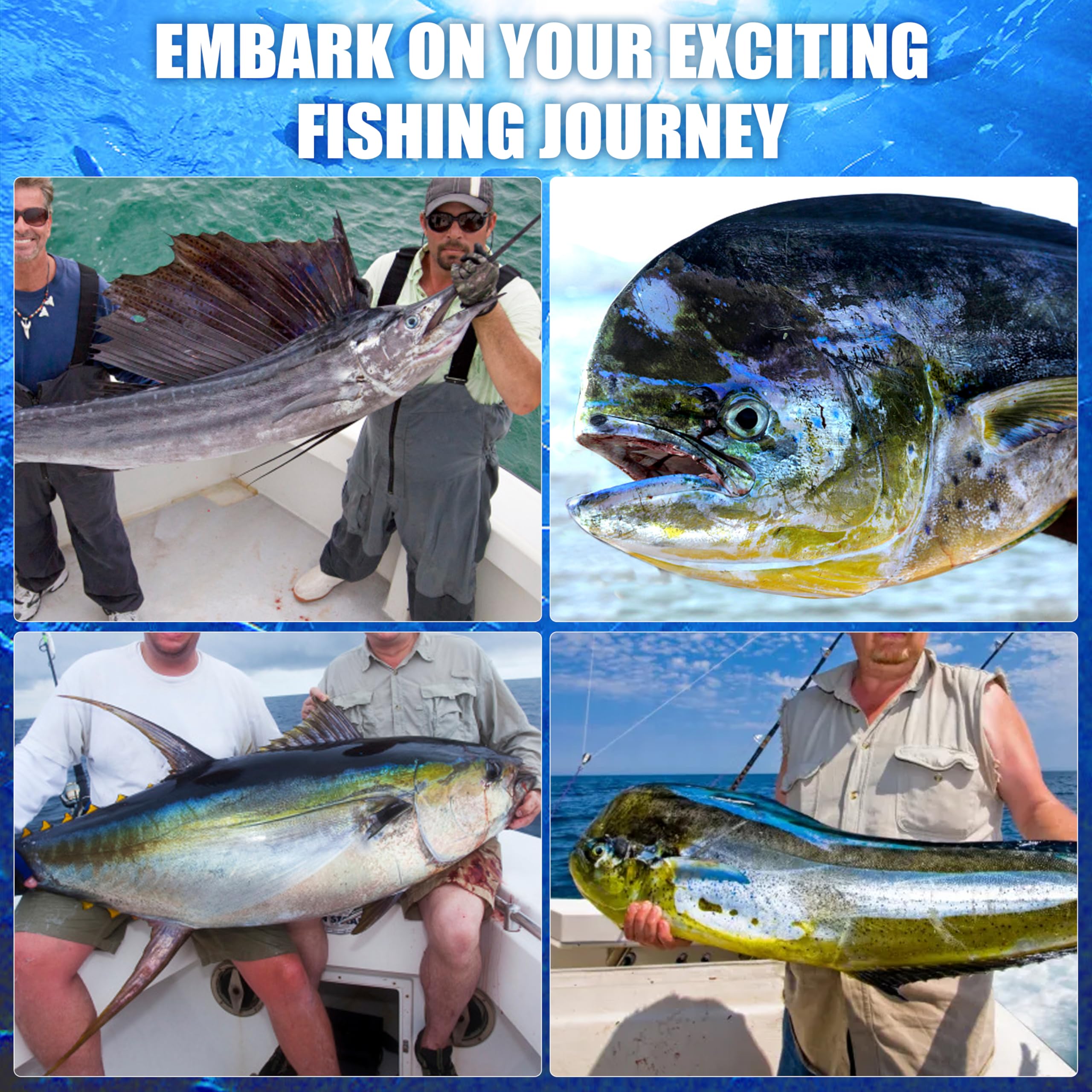 Leurres de pêche à la traîne en eau salée, 6 pièces de leurres de pêche à la traîne pour Mahi Mahi Tuna Wahoo Marlin Pêche Octopus Jupes Ensemble de leurres de pêche en mer profonde