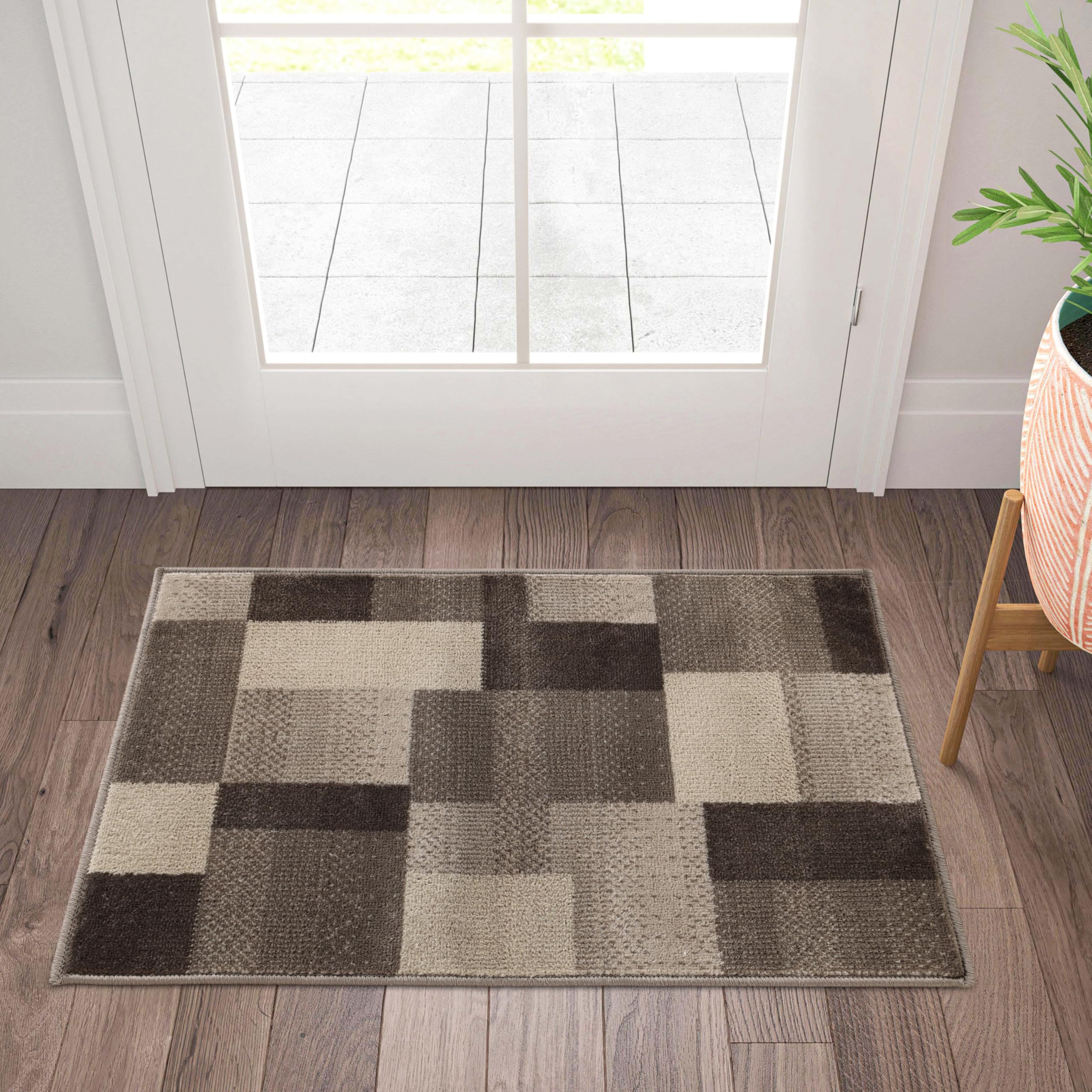 Tapis moderne en peluche beige 0.6x0.9m petit tapis de couloir et cuisine