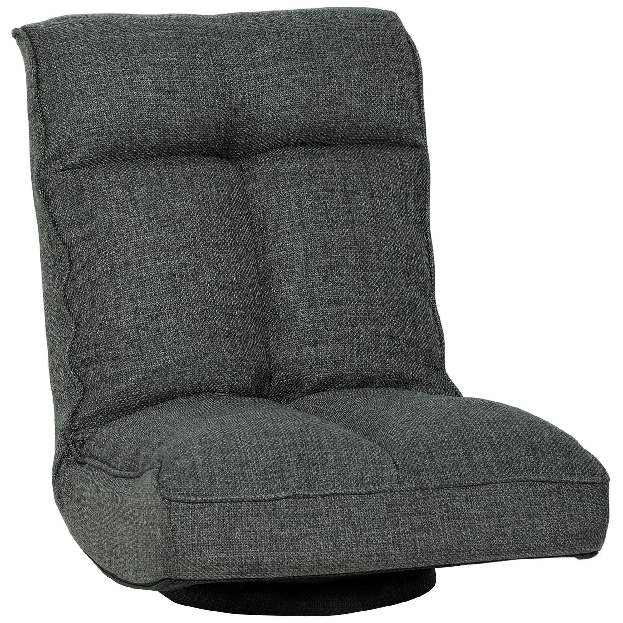 HOMCOM Fauteuil de Sol Pliable et Pivotant à 360°, Chaise de Sol Rembourrée avec Dossier Inclinable 5 Positions, Canapé Paresseux en Lin pour Salon, Bureau, Chambre, 58x107x79 cm, Gris