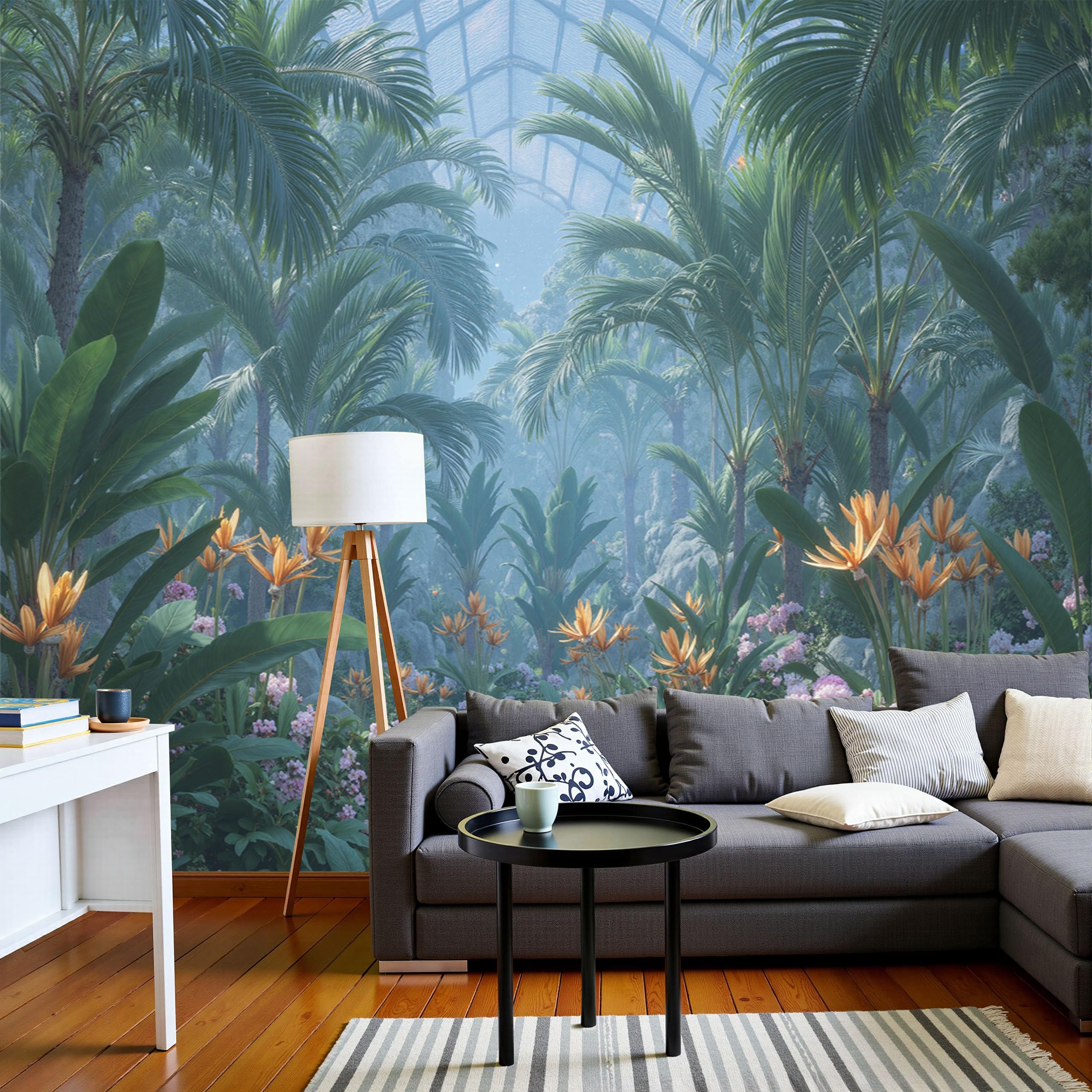 Papier Peint Serre À Plantes Tropicales pour Agrandir un Salon