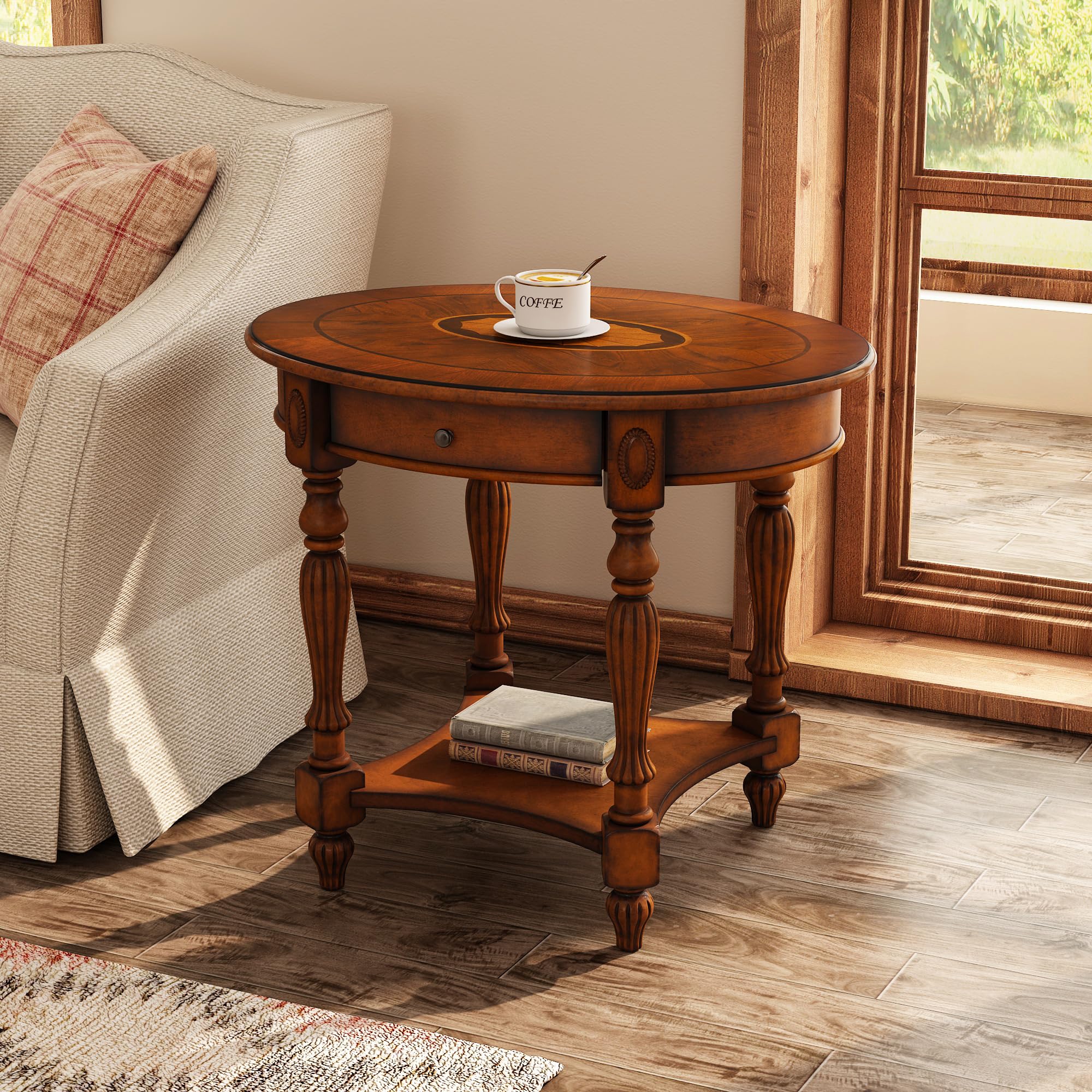 JESONVID Oval End Table