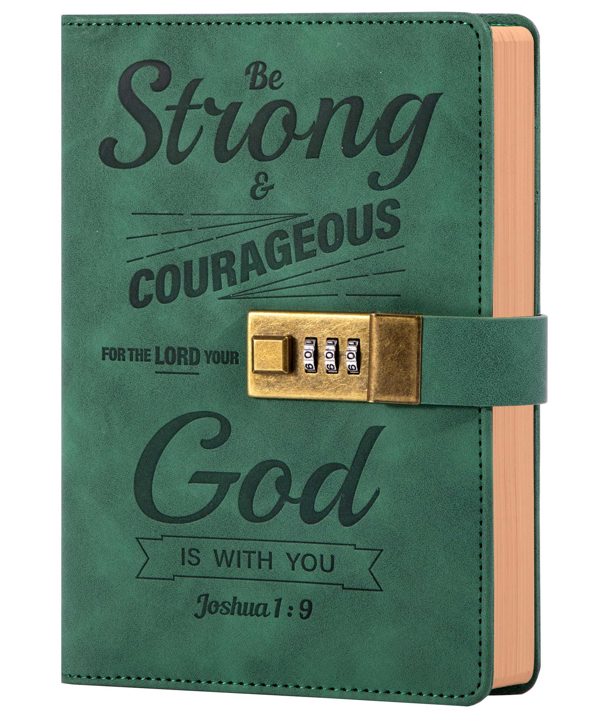 CAGIE Diary With Lock A5 Journal With Lock for Men Hard Cover 160 Pages Lockable Diary Unlined Kraft Paper for Writing, Blank Travel Book Sketch Pad Green