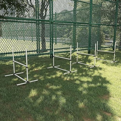 Miniatura 6 de Equipo de entrenamiento de agilidad para perros de 4 piezas para curso de agilidad de perros con barras de salto de altura ajustable, bolsa de