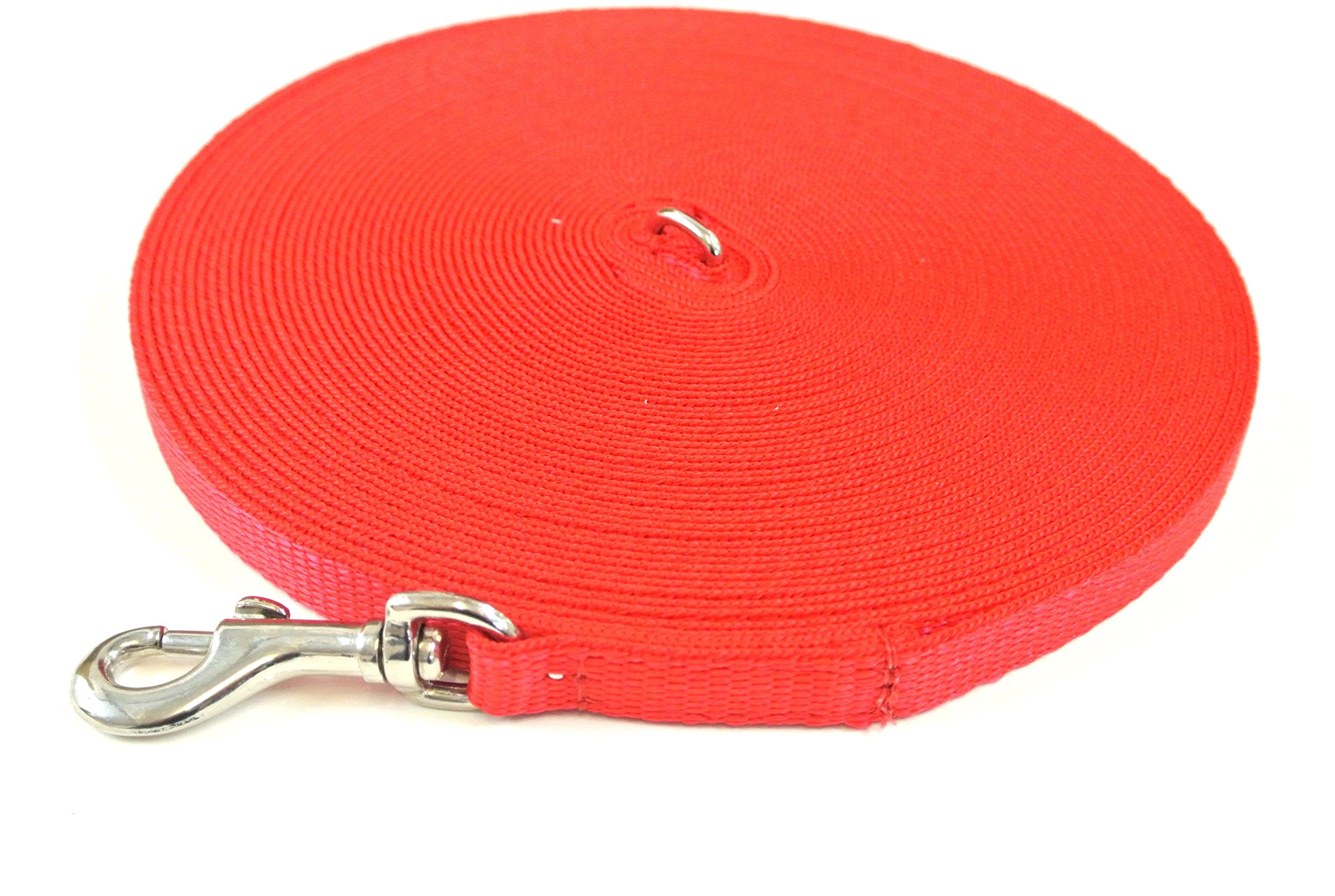 Puppy Training Lead Small Dog Recall Obedience Training Leash 30ft (9m) in 13mm Strong Webbing in (Red)
