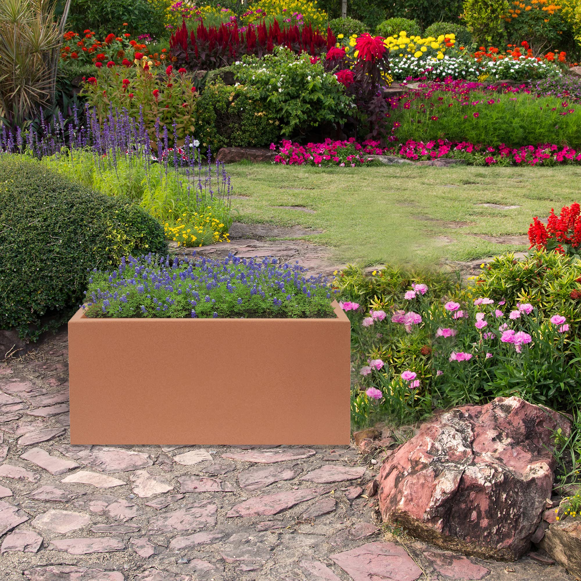 Wellhome Top garden RODRI Vaso in Polietilene a rotolo, colore terracotta, 60 x 20 x 20 cm