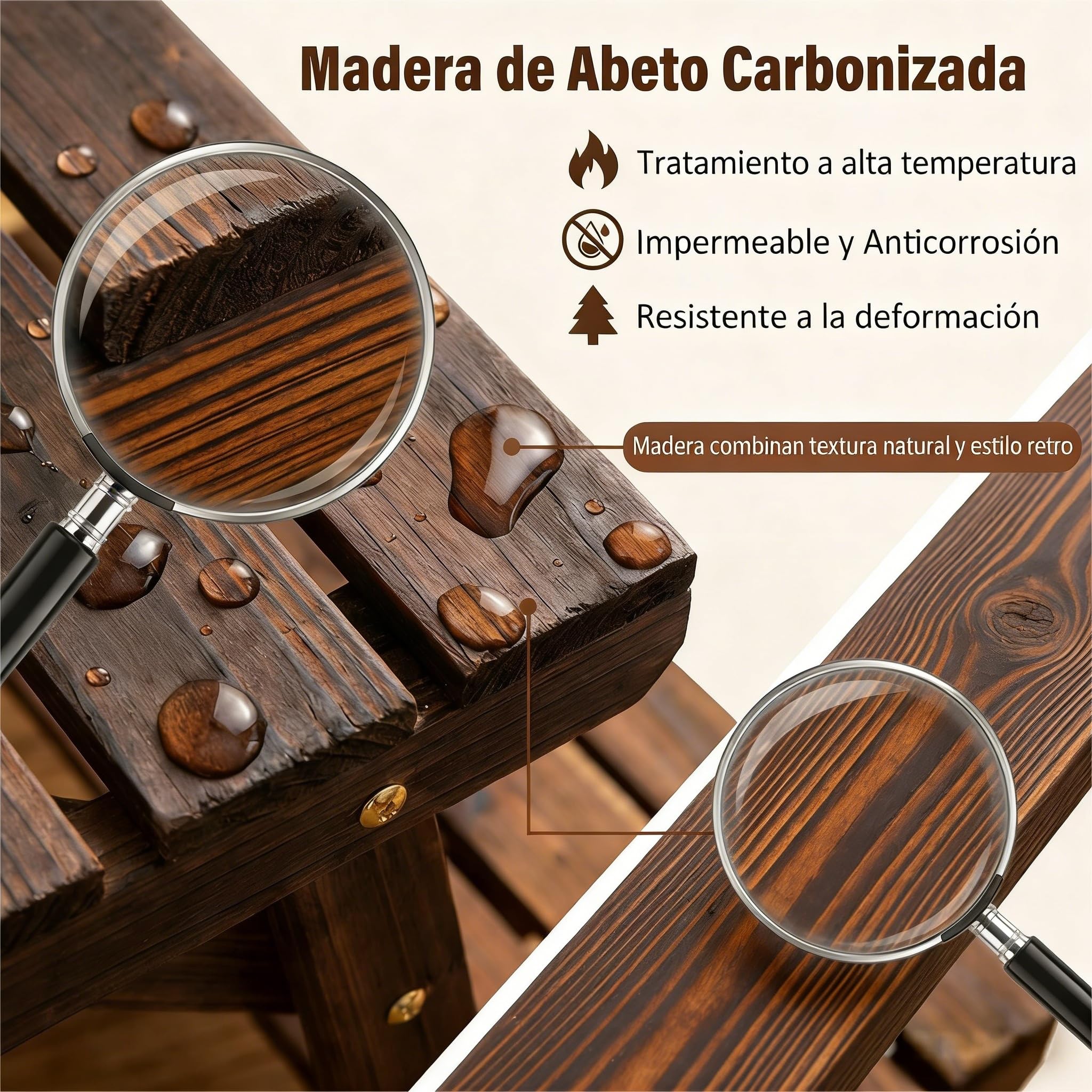 COSTWAY Estantería para Plantas de Madera, 3 Niveles Soportes Macetas Separados para Interior y Exterior, Estante Carbonizado de Escalera para Plantas y Flores, Jardín Patio Balcón, 70x25x14/34/53 cm