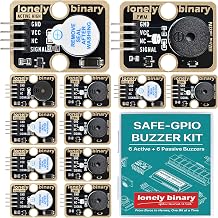 Safe-GPIO 12-Pack Buzzer Module Kit, 6 Active + 6 Passive