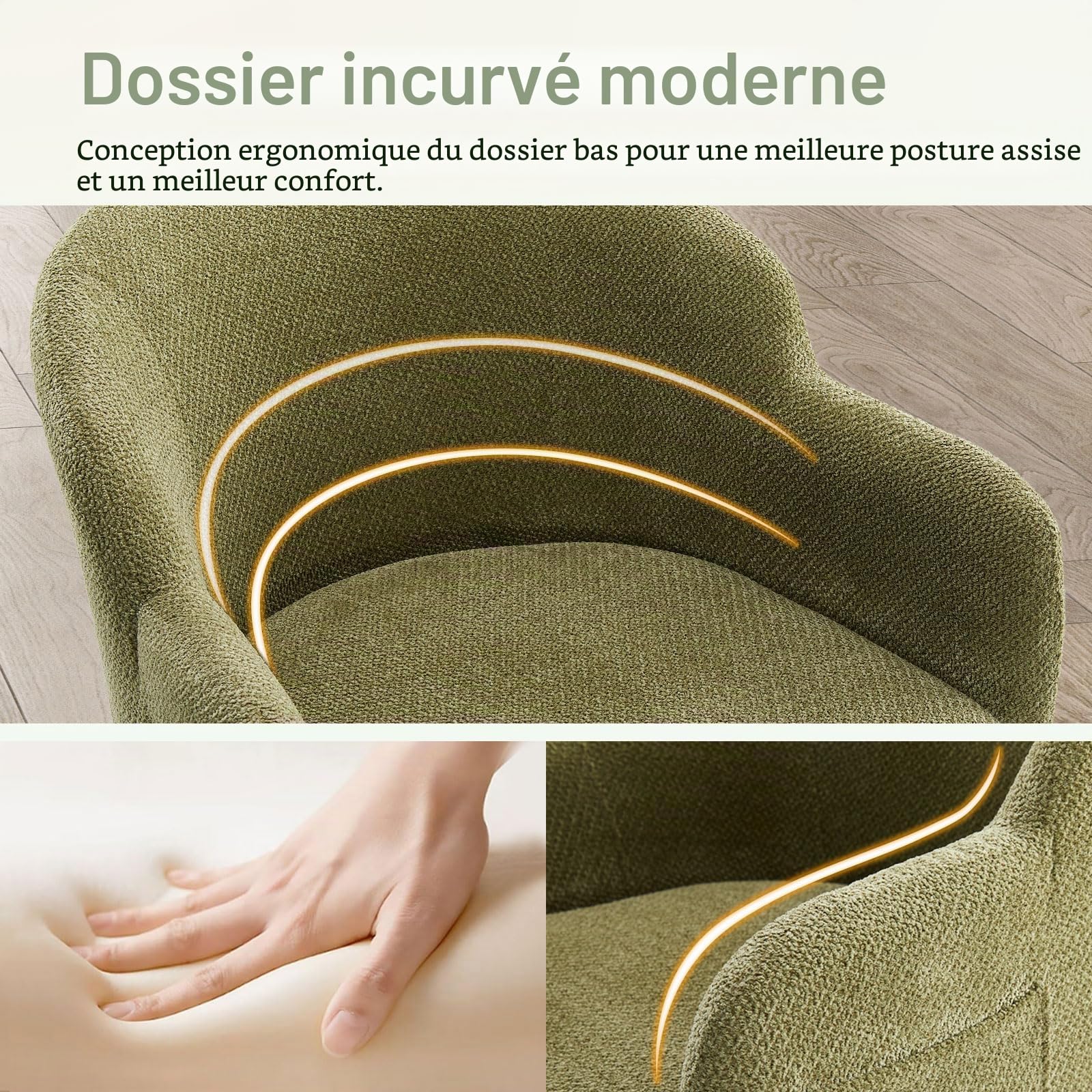 IWMH Chaise de Bureau avec roulettes,Fauteuil de Bureau avec accoudoirs