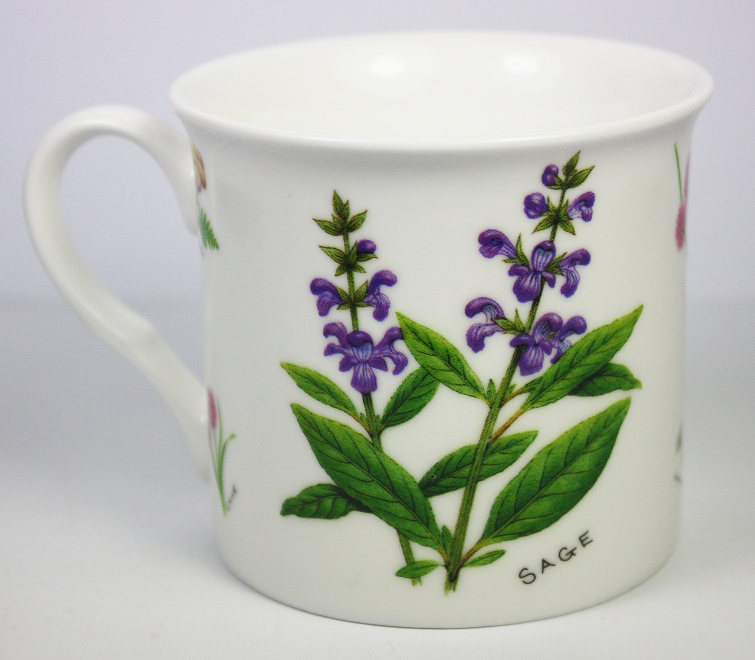 Lesser & Pavey Purple Herb Garden, Fine China Mug, From The Leonardo Collection, Features Sage, 8.5 X 7.5Cm Approx, Gift Boxed